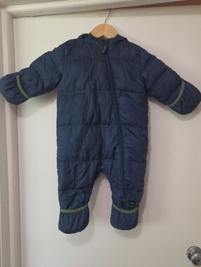 REI Navy Quilted Kids One-Piece Footie with Green Trim
